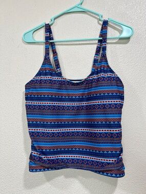 Blue Patterned Women's Swim Top